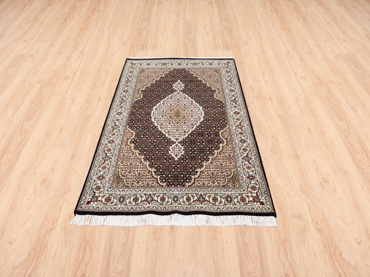 3'10" x 6'0" New Hand Knotted Black Wool Rectangle Oriental Rug - MOA10262488