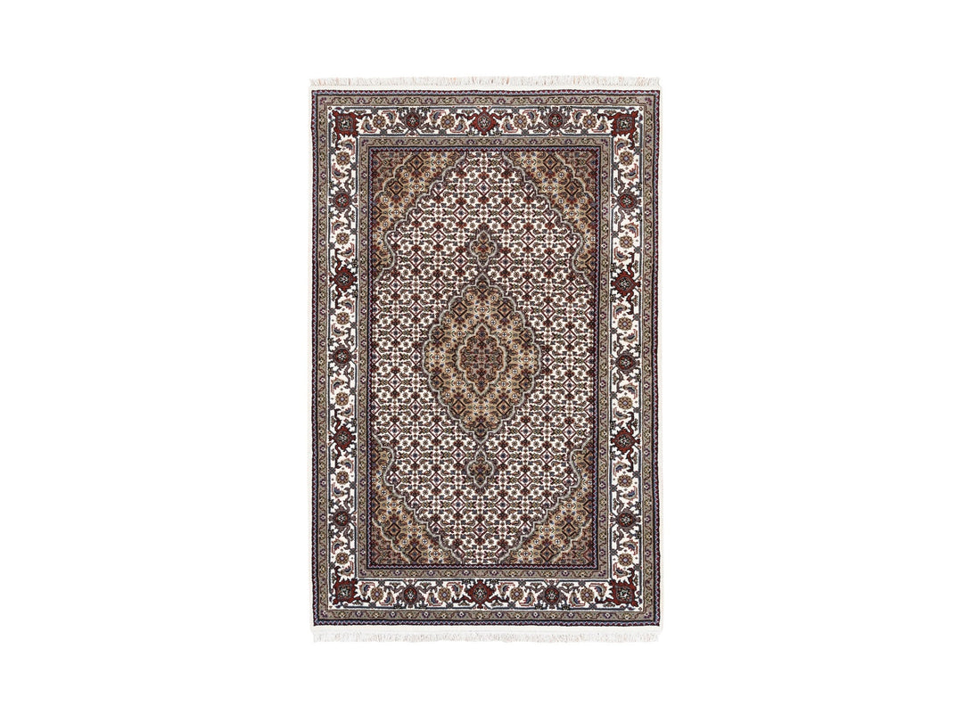 3'8" x 6'0" New Hand Knotted Ivory Wool Rectangle Oriental Rug - MOA10262489