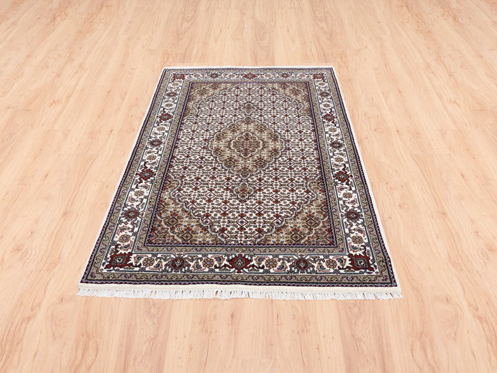 3'8" x 6'0" New Hand Knotted Ivory Wool Rectangle Oriental Rug - MOA10262489