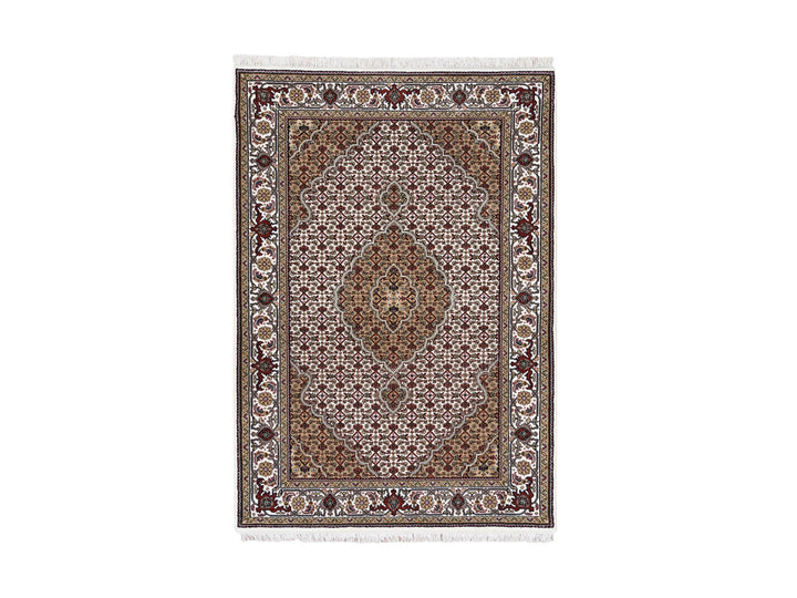 4'0" x 6'0" New Hand Knotted Ivory Wool Rectangle Oriental Rug - MOA10262490