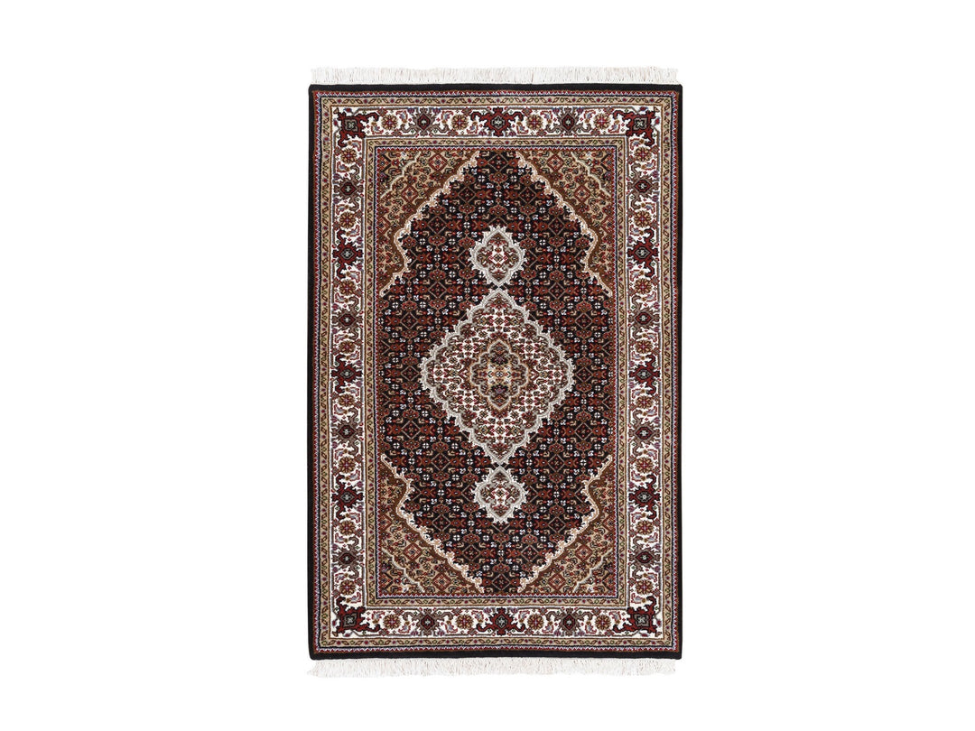 3'2" x 5'4" New Hand Knotted Black Wool Rectangle Oriental Rug - MOA10262491
