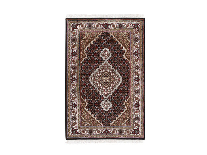 3'2" x 5'4" New Hand Knotted Black Wool Rectangle Oriental Rug - MOA10262491