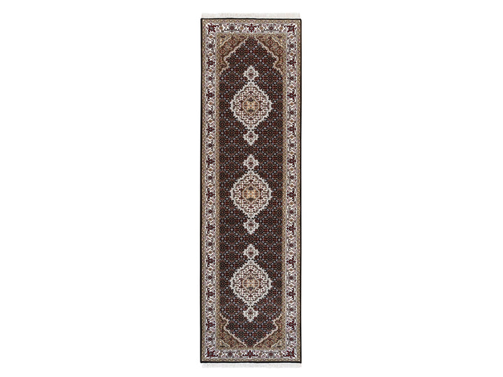 2'7" x 10'0" New Hand Knotted Black Wool Runner Oriental Rug - MOA10262503