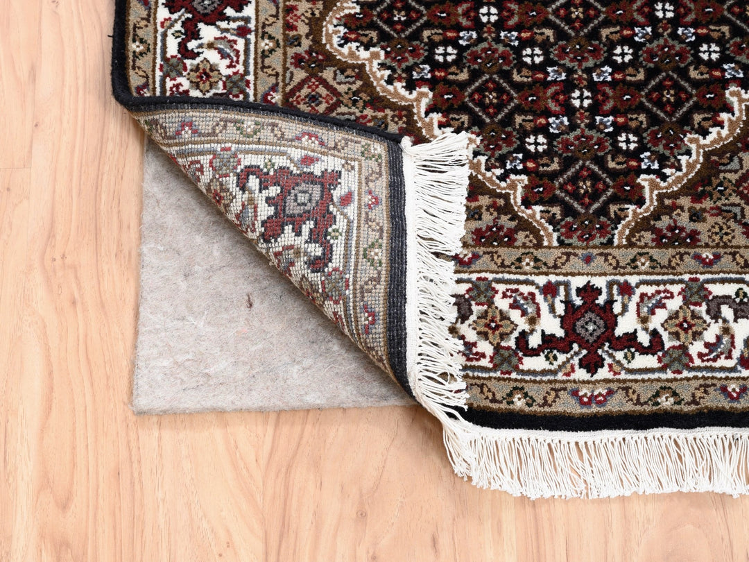 2'7" x 10'0" New Hand Knotted Black Wool Runner Oriental Rug - MOA10262503