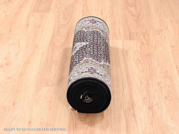 2'7" x 10'0" New Hand Knotted Black Wool Runner Oriental Rug - MOA10262503