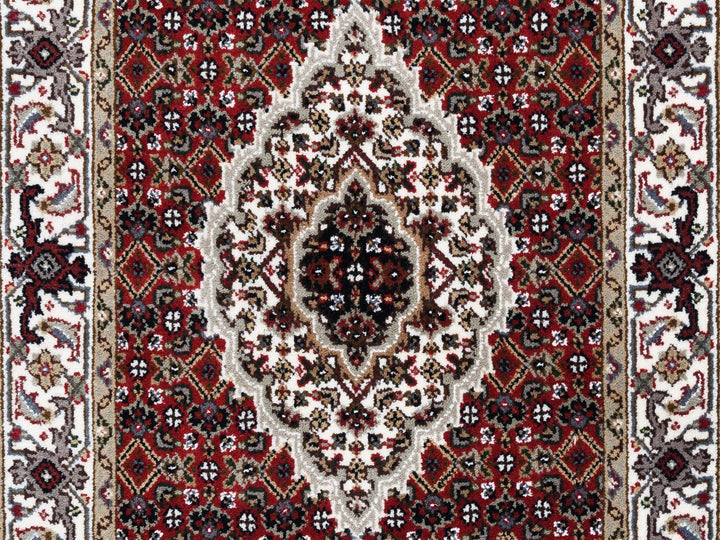 2'6" x 16'3" New Hand Knotted Red Wool & Silk Runner Oriental Rug - MOA10262509