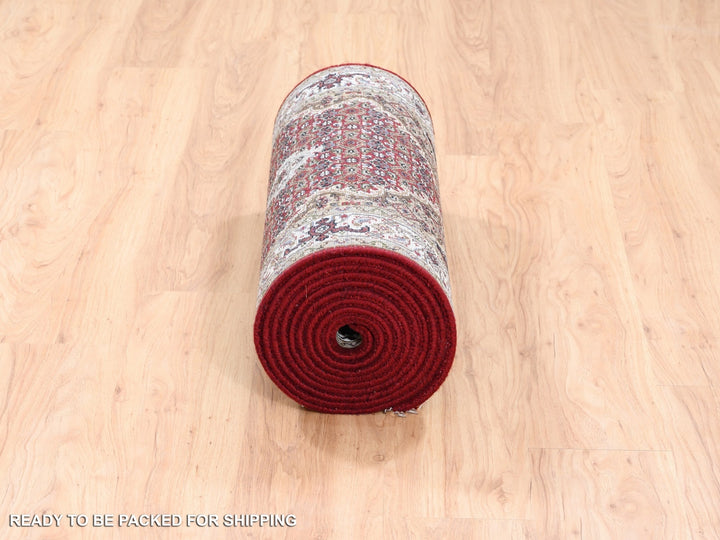 2'6" x 16'3" New Hand Knotted Red Wool & Silk Runner Oriental Rug - MOA10262509