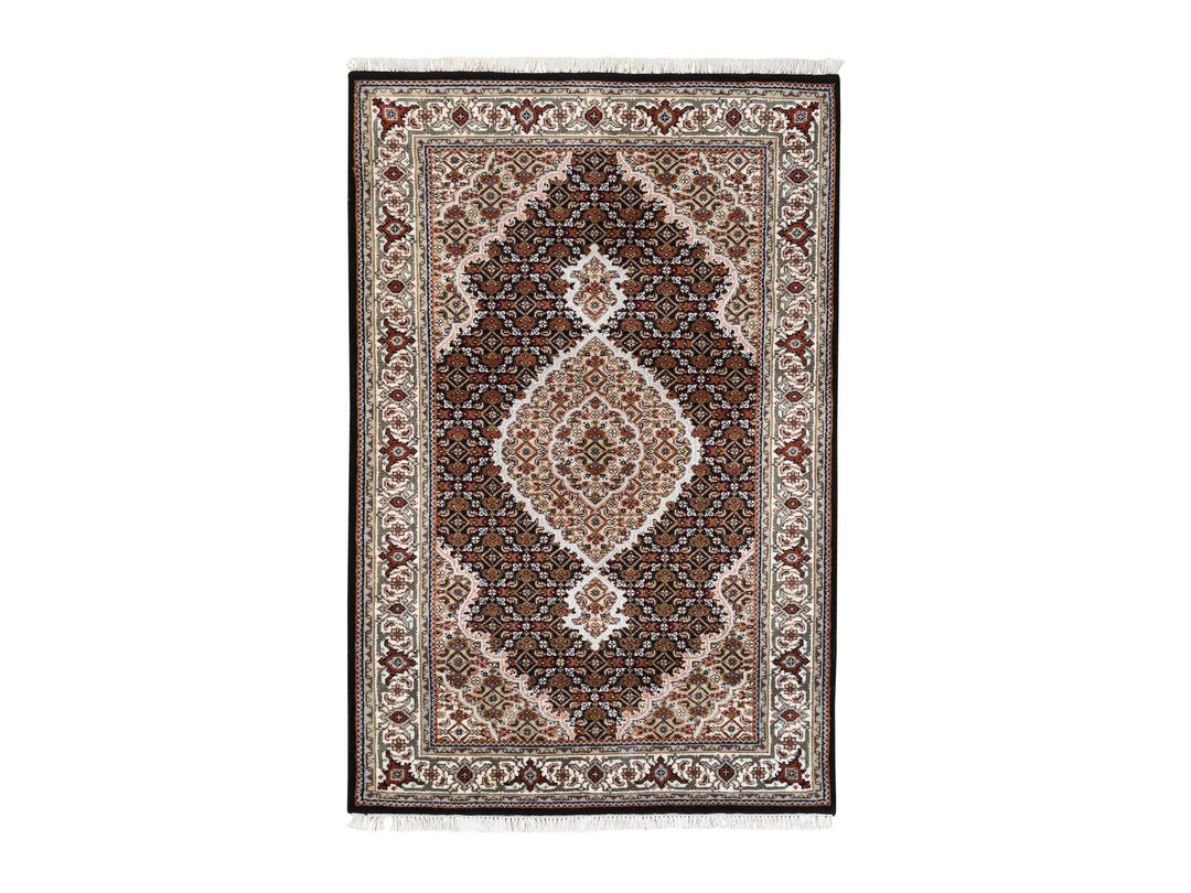 2'10" x 5'4" New Hand Knotted Black Wool Rectangle Oriental Rug - MOA10262532