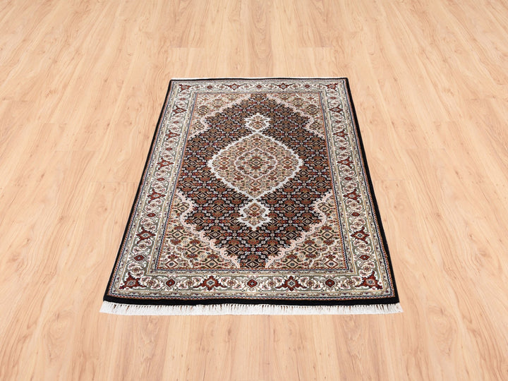2'10" x 5'4" New Hand Knotted Black Wool Rectangle Oriental Rug - MOA10262532