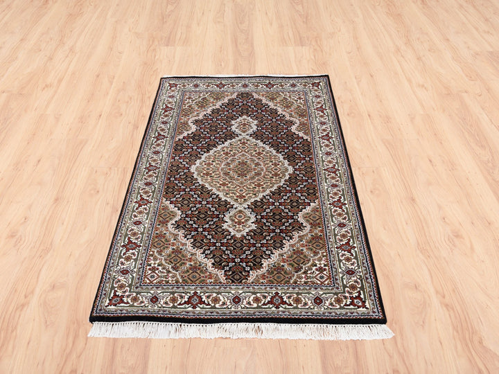 3'2" x 5'6" New Hand Knotted Black Wool Rectangle Oriental Rug - MOA10262533