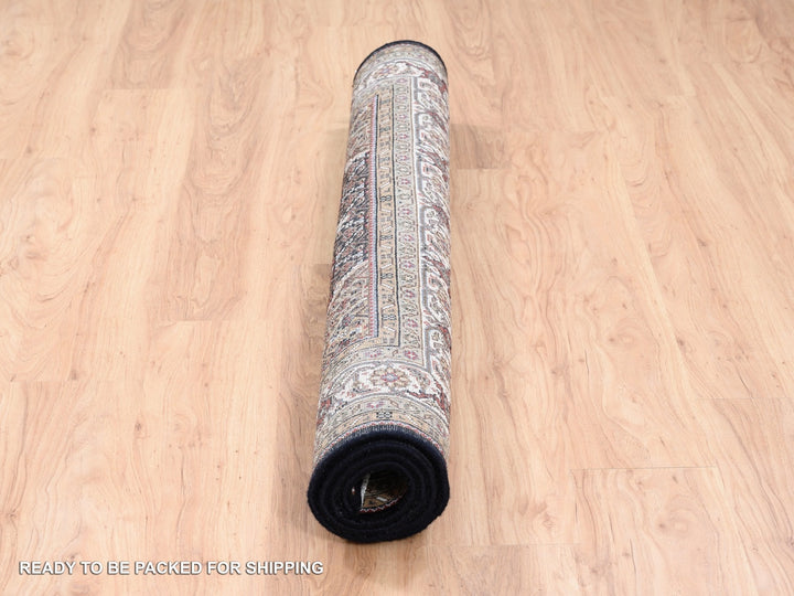 5'0" x 5'0" New Hand Knotted Black Wool Square Oriental Rug - MOA10262543