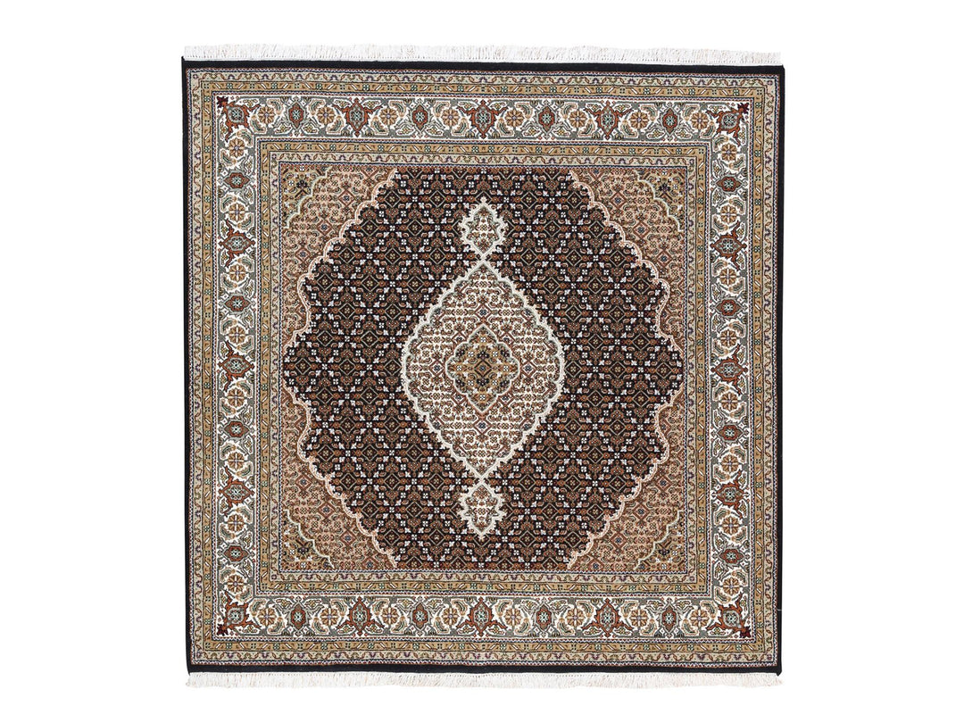 6'0" x 6'1" New Hand Knotted Black Wool Square Oriental Rug - MOA10262550