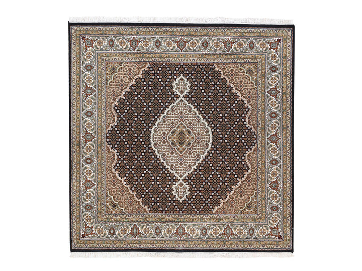 6'0" x 6'1" New Hand Knotted Black Wool Square Oriental Rug - MOA10262550