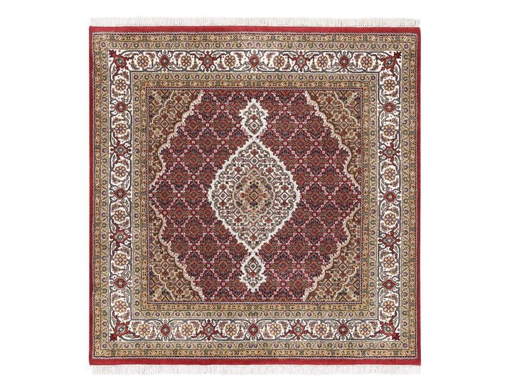 5'0" x 5'0" New Hand Knotted Red Wool Square Oriental Rug - MOA10262553