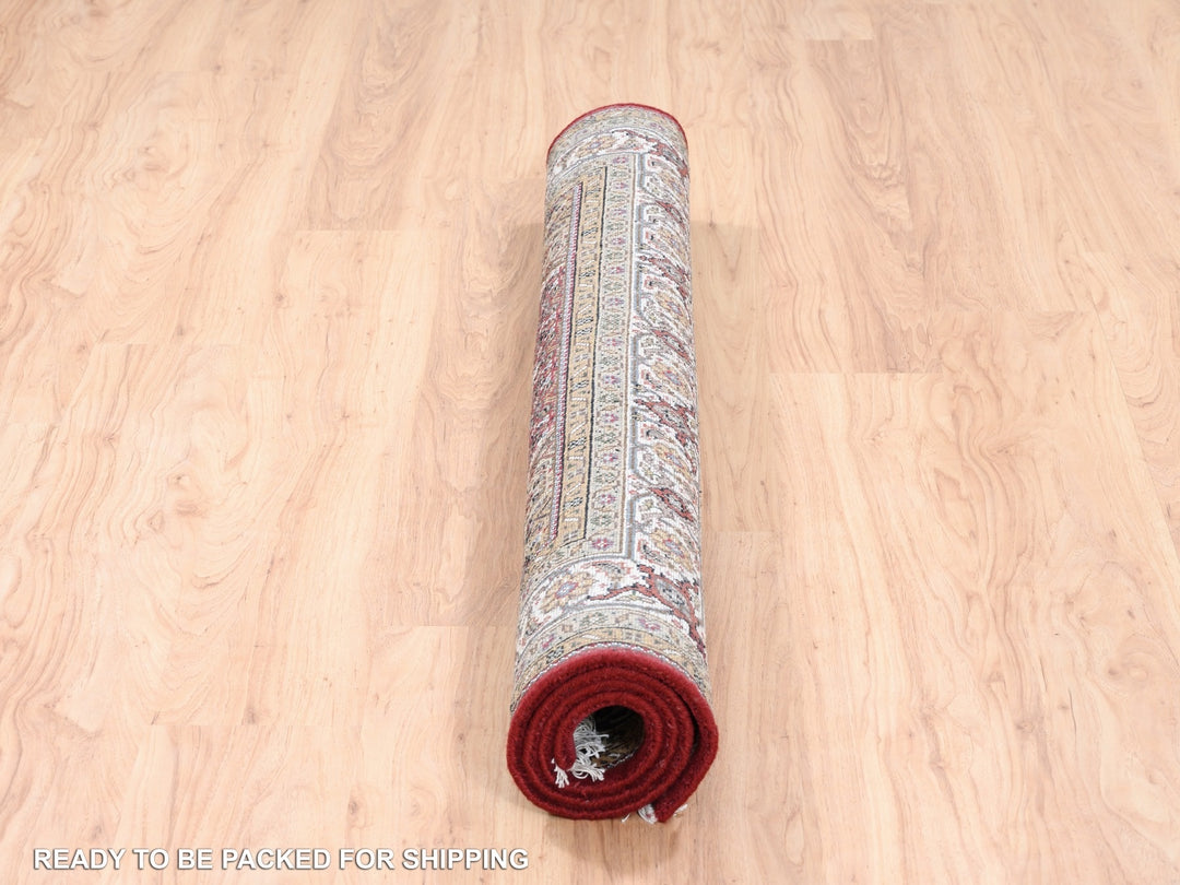 5'0" x 5'0" New Hand Knotted Red Wool Square Oriental Rug - MOA10262553