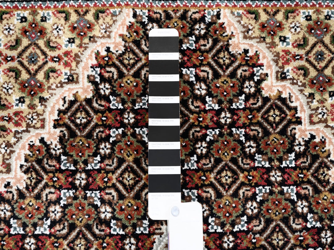 4'2" x 6'1" New Hand Knotted Black Wool & Silk Rectangle Oriental Rug - MOA10262569