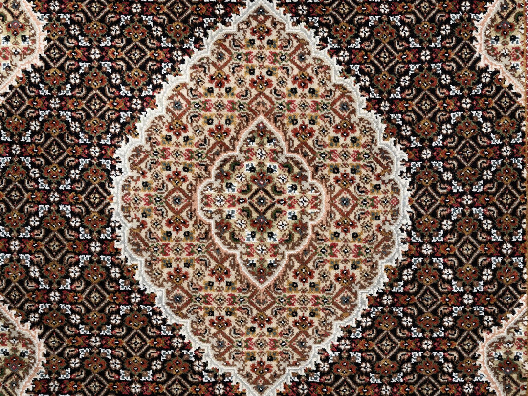 4'2" x 6'1" New Hand Knotted Black Wool & Silk Rectangle Oriental Rug - MOA10262569