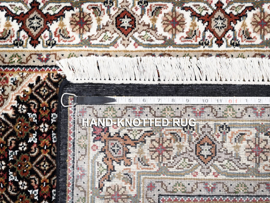 4'2" x 6'1" New Hand Knotted Black Wool & Silk Rectangle Oriental Rug - MOA10262569
