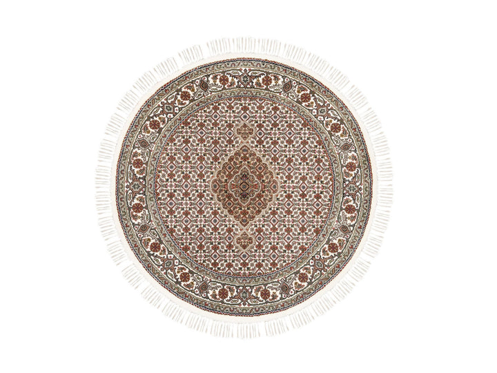 4'0" x 4'0" New Hand Knotted Ivory Wool Round Oriental Rug - MOA10262591