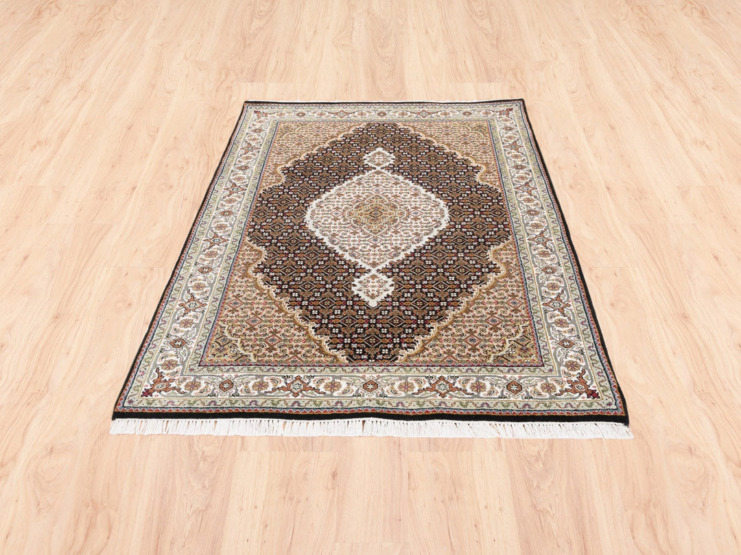 3'10" x 6'0" New Hand Knotted Black Wool Rectangle Oriental Rug - MOA10262619