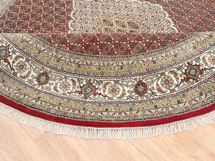 9'10" x 9'10" New Hand Knotted Red Wool Round Oriental Rug - MOA10262633