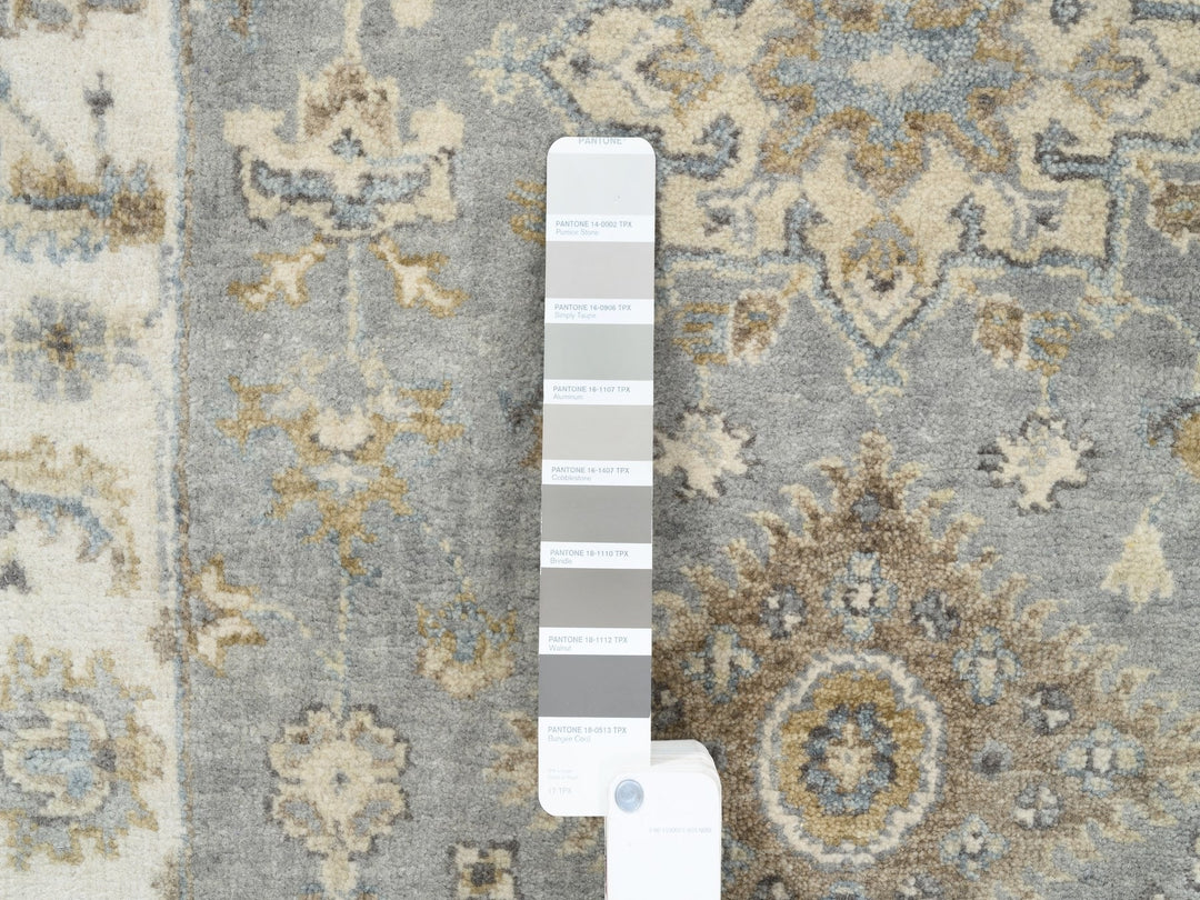 2'8" x 17'10" New Hand Knotted Grey Wool Runner Oriental Rug - MOA10262646