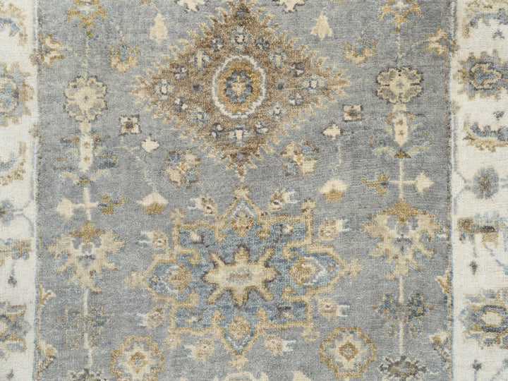 2'8" x 17'10" New Hand Knotted Grey Wool Runner Oriental Rug - MOA10262646