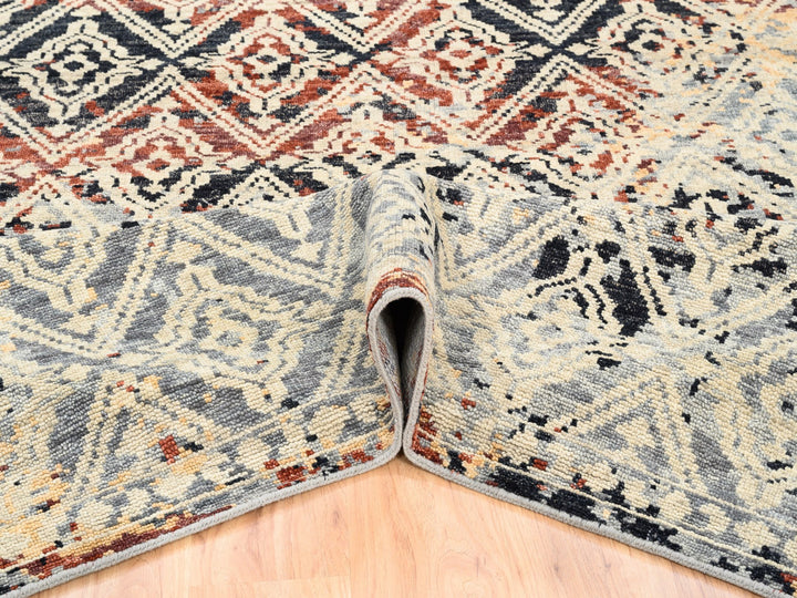 8'1" x 10'1" New Hand Knotted Black Wool Rectangle Oriental Rug - MOA10262649