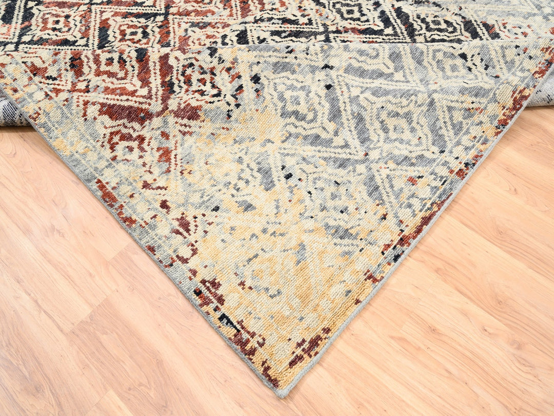 8'1" x 10'1" New Hand Knotted Black Wool Rectangle Oriental Rug - MOA10262649