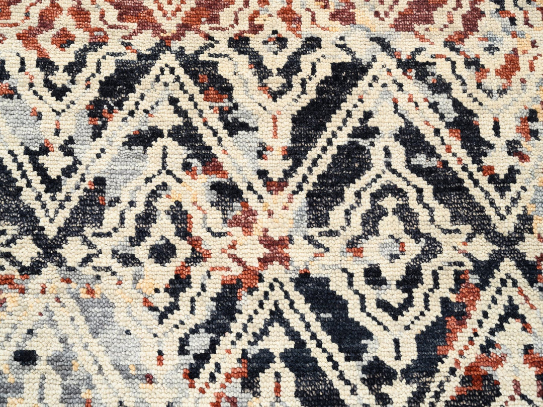8'1" x 10'1" New Hand Knotted Black Wool Rectangle Oriental Rug - MOA10262649