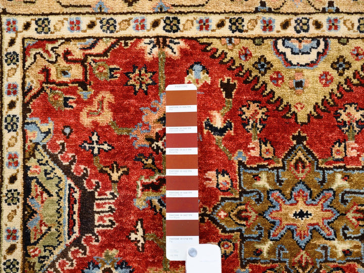 4'1" x 6'0" New Hand Knotted Red Wool Rectangle Oriental Rug - MOA10262651