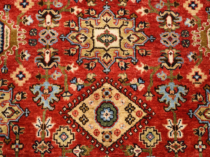 4'1" x 6'0" New Hand Knotted Red Wool Rectangle Oriental Rug - MOA10262651
