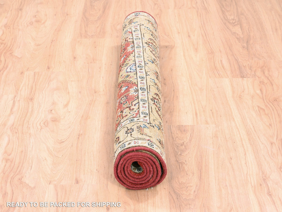 4'1" x 6'0" New Hand Knotted Red Wool Rectangle Oriental Rug - MOA10262651