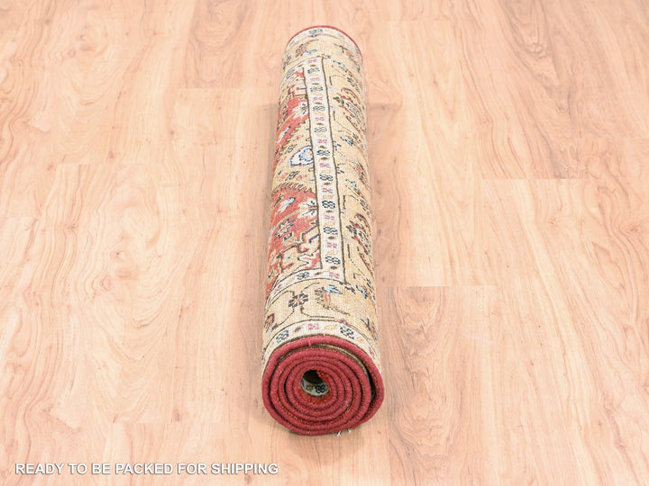 4'1" x 6'0" New Hand Knotted Red Wool Rectangle Oriental Rug - MOA10262651