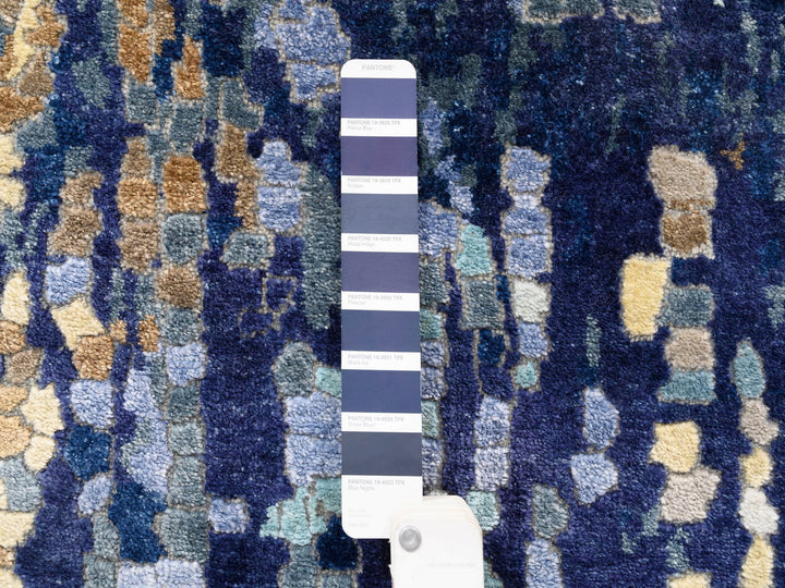 2'6" x 5'10" New Hand Knotted Blue Wool & Silk Runner Oriental Rug - MOA10262661