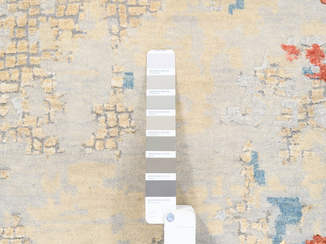 11'8" x 15'0" New Hand Knotted Orange Wool & Silk Rectangle Oriental Rug - MOA10262675