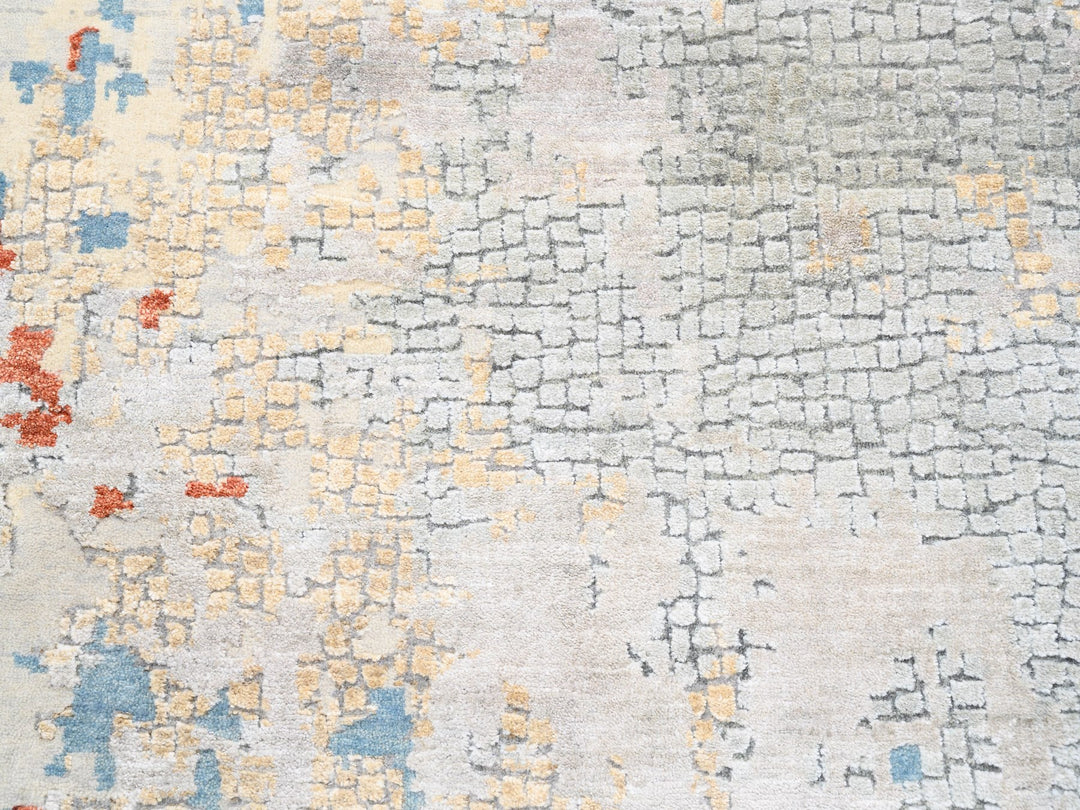 11'8" x 15'0" New Hand Knotted Orange Wool & Silk Rectangle Oriental Rug - MOA10262675