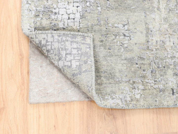 3'0" x 5'0" New Hand Knotted Grey Wool & Silk Rectangle Oriental Rug - MOA10262686