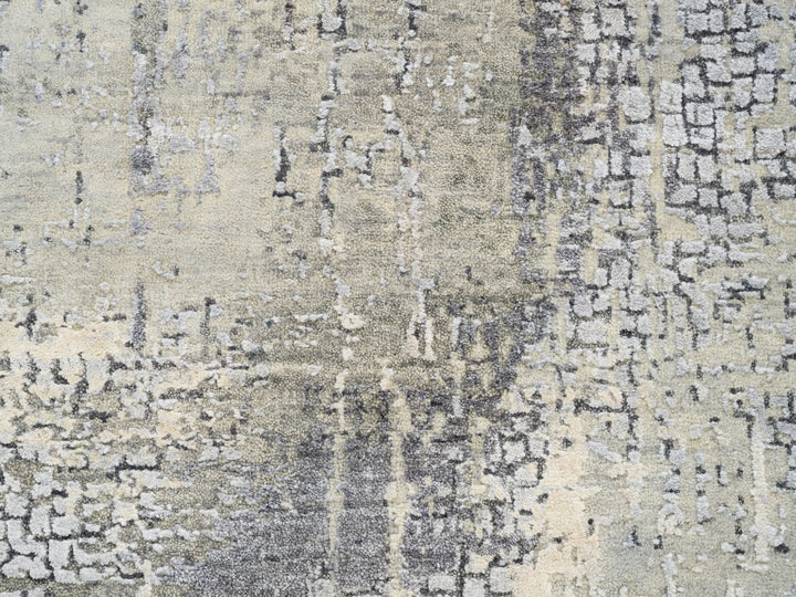3'0" x 5'0" New Hand Knotted Grey Wool & Silk Rectangle Oriental Rug - MOA10262686