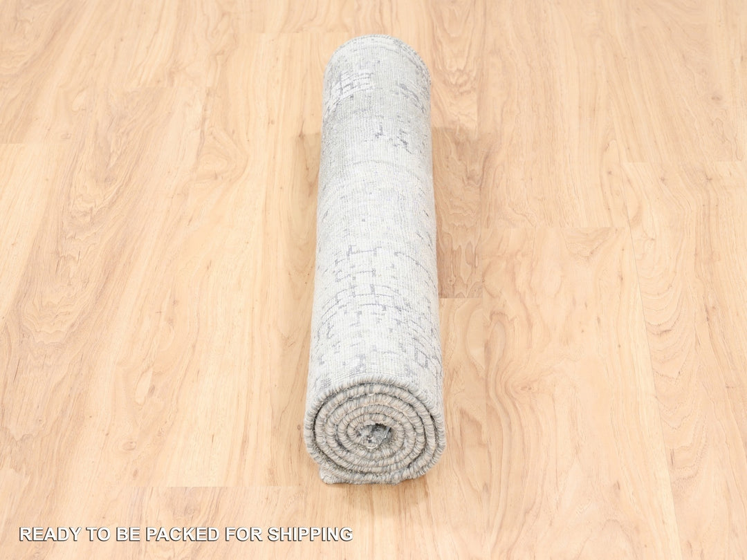 3'0" x 5'0" New Hand Knotted Grey Wool & Silk Rectangle Oriental Rug - MOA10262686