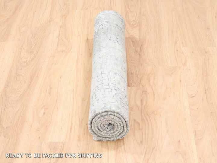 3'0" x 5'0" New Hand Knotted Grey Wool & Silk Rectangle Oriental Rug - MOA10262686