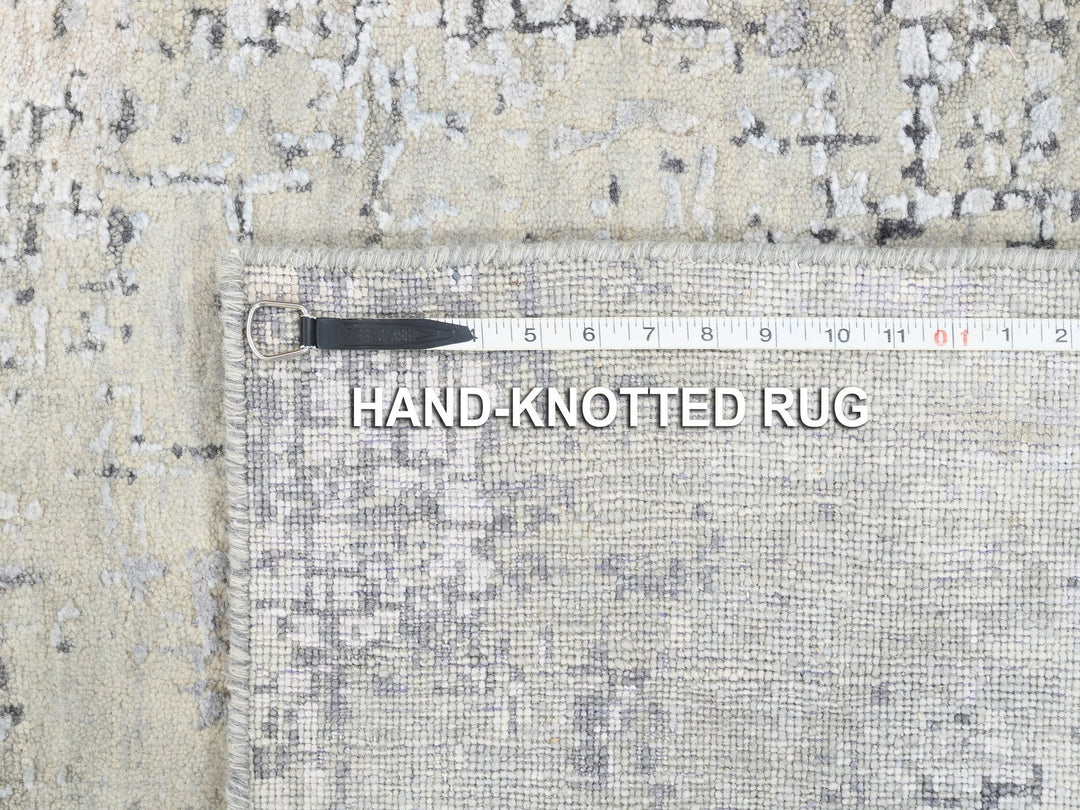 3'0" x 5'0" New Hand Knotted Grey Wool & Silk Rectangle Oriental Rug - MOA10262686
