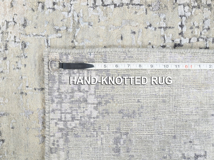3'0" x 5'0" New Hand Knotted Grey Wool & Silk Rectangle Oriental Rug - MOA10262686