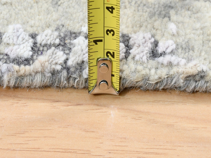 2'6" x 11'8" New Hand Knotted Grey Wool & Silk Runner Oriental Rug - MOA10262690