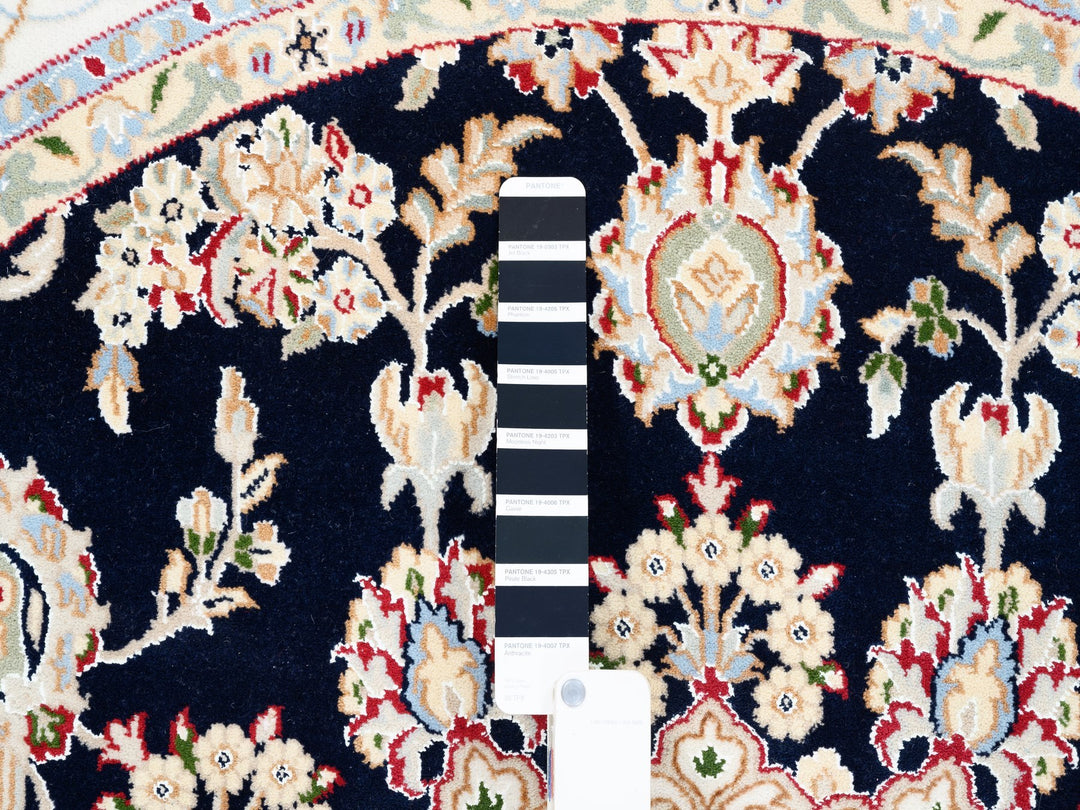 6'0" x 6'0" New Hand Knotted Blue Wool Round Oriental Rug - MOA10262771