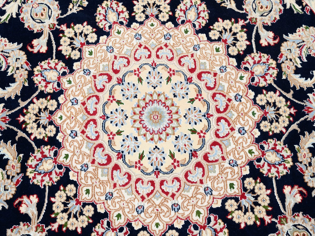 6'0" x 6'0" New Hand Knotted Blue Wool Round Oriental Rug - MOA10262771