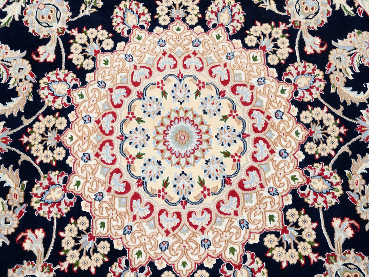 6'0" x 6'0" New Hand Knotted Blue Wool Round Oriental Rug - MOA10262771