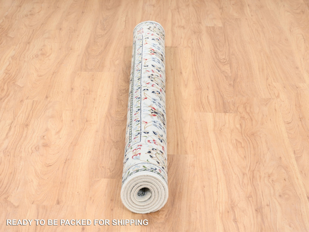 5'9" x 5'9" New Hand Knotted Ivory Wool Square Oriental Rug - MOA10262789
