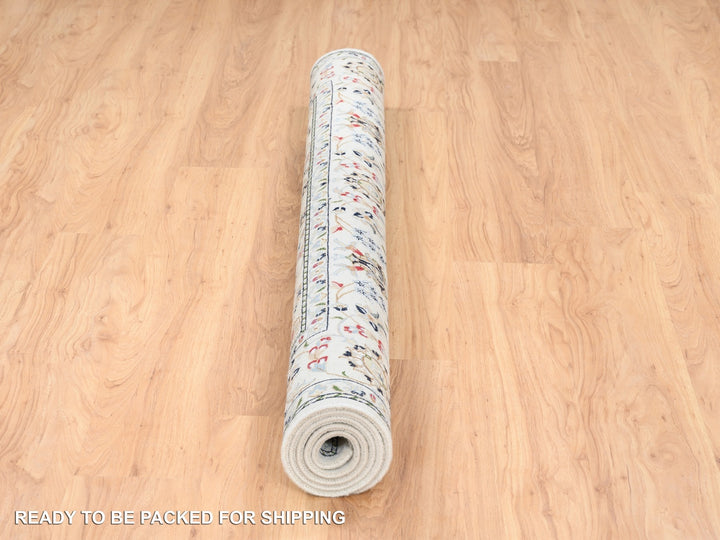 5'9" x 5'9" New Hand Knotted Ivory Wool Square Oriental Rug - MOA10262789