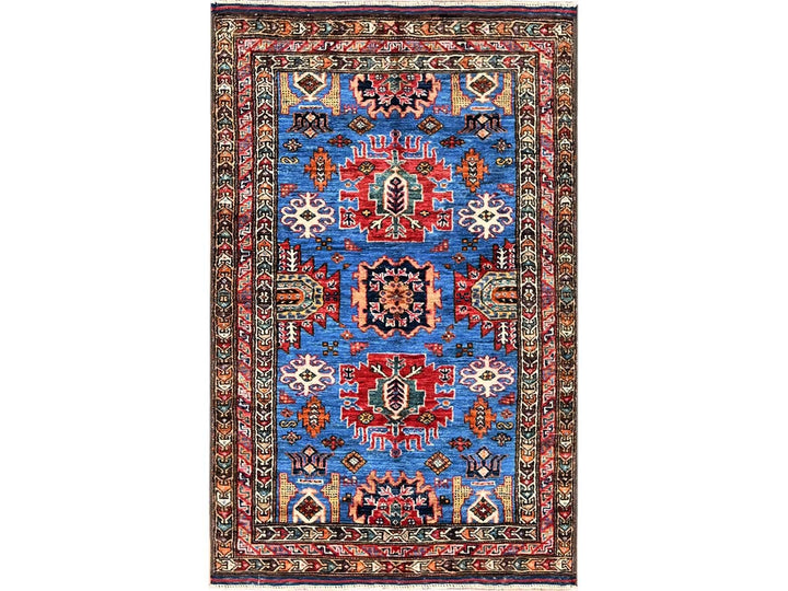2'11" x 4'6" New Hand Knotted Blue Wool Rectangle Oriental Rug - MOA102627
